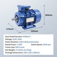 Moteur asynchrone monophasé à condensateur de démarrage, série MY, 1,1 kW, 1,5 CV, 4P