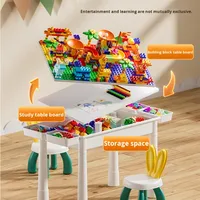Bloques de Construcción de Plástico para Niños, Mesa de Juego y Estudio Multifuncional, Rompecabezas Educativo Ensamblable, Juguete de Regalo