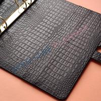 Classeur à anneaux personnalisé en cuir synthétique synthétique A5 large couverture de carnet de notes abricot crocodile multipocket fermeture éclair latérale grand