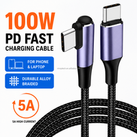 90 °   Cable de Datos Trenzado de Aleación de Aluminio de Doble Curvatura, Curvatura Simple de 90 Grados °   Cable de Datos EMK de 100W Compatible con Teléfono 18 para Juegos
