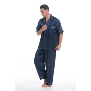 Pigiama di Lusso in Raso per <span class=keywords><strong>Uomo</strong></span>, Set Due Pezzi Termico e Traspirante, Abbigliamento da Casa Estivo per Adulti, Completo da Notte in Seta - Product Image 6