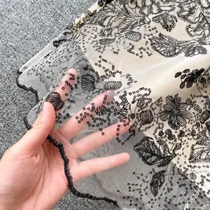 レディースレトロ刺<span class=keywords><strong>Embroidery</strong></span>メッシュドレススカート2024新しいエレガントなスタンドカラー半袖フローラルレースメッシュAラインロングドレス