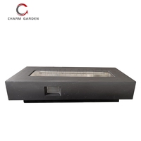 Grande table de foyer rectangulaire au bioéthanol, pour intérieur et extérieur, avec corps élégant en béton, foyer au bioéthanol