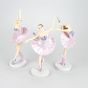Ballet Girl Cake Toppers 3 Piece Set Pink White Plastic Reusable Birthday Decorations - Product Image 3