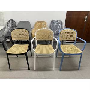 Modern Simple Design Outdoor <b>Garden</b> <b>Dining</b> <b>Chairs</b> Waterproof and Lightweight Plastic <b>Rattan</b> with Arm Rest for Living Room Use - Product Image 1