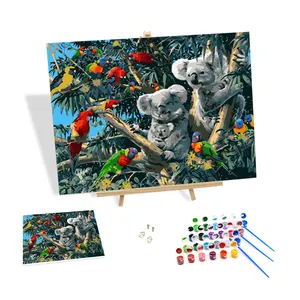 Коала, попугаи, ручная роспись по номерам, комплект масляной живописи, раскраска, бескаркасные животные, живопись для домашнего декора
