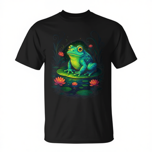 T-shirt Frog On Lily Pad Cottagecore Nature pour adulte unisexe noir - Product Image 2