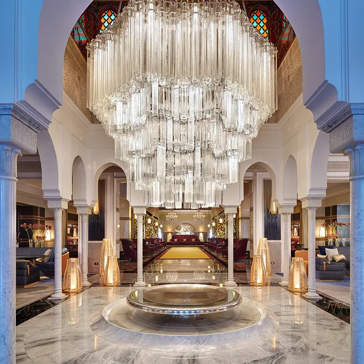 Modern Art Decorative Luxury Big Villa Led Pendant Light Crystal Bubble Hotel Lobby Chandelier Lamp