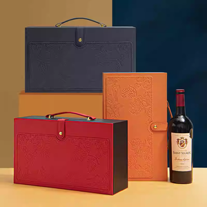 Boîte Cadeau en <span class=keywords><strong>Bois</strong></span> Faite à la Main pour Vin Rouge, Estampage Or, Élégante, pour Bouteilles Simples ou Doubles, avec Poignée, Logo Personnalisé, Vente en Gros - Product Image 1