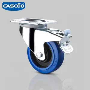 CASCOO Style Blue 100mm Elastic Rubber 75A Swivel casters Wheel for flight case