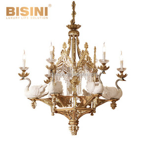 Ottone antico 6-<span class=keywords><strong>teste</strong></span> di Illuminazione A Sospensione Lampadario, Imitato Cigno di Disegno Decorativo Per La Casa di Porcellana Luce Del Pendente - Product Image 1
