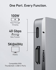 Station d'accueil Anker 547 <span class=keywords><strong>USB</strong></span> <span class=keywords><strong>C</strong></span> Hub 7 en 2 4K HD-MI PD 100W <span class=keywords><strong>Thunderbolt</strong></span> 4 avec 1 <span class=keywords><strong>port</strong></span> Type <span class=keywords><strong>C</strong></span> et 2 ports <span class=keywords><strong>USB</strong></span> A pour MacBook Air - Product Image 6
