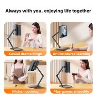 Support de bureau personnalisable en métal pour iPad et téléphone, support de diffusion en direct multifonctionnel, réglable en hauteur, support à selfie pour tablettes