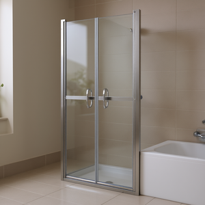 Puerta de Ducha Transparente ESG de 37.8"x74.8" con Marco Plateado, Vidrio Templado, Estilo de Bisagra, Diseño Minimalista - Product Image 2