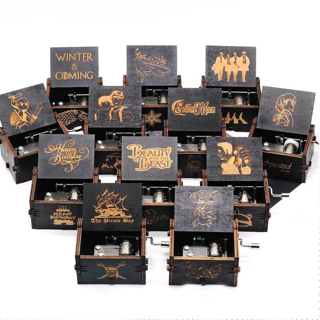High Quality Hot Selling Birthday Christmas Gift Custom Hand Crank Wooden Music Box for Gift