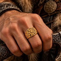 Bague JLM en acier inoxydable Viking Vegvisir pour homme, boussole runique nordique, amulette de motard, style rétro païen, cadeau bijou pour petit ami