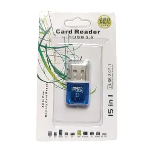 قارئ بطاقات TF صغير الحجم بسرعات عالية مع فتحة مفردة ومزود بـ USB 2.0 مع محول ذاكرة بغطاء قارئ بطاقات واضح بدون شريحة من المصنع مباشرة