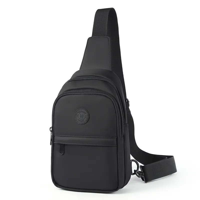 Negro Mochila de Bandolera con USB Carga Antirrobo Crossbody Impermeable de Poliéster Bolso Cruzado Grande para Hombre All-in-One Diseño Sling Bag de Moda y Único