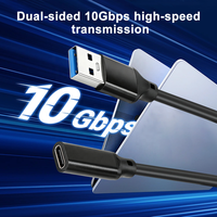 Cable USB C Hembra a USB Macho, 10Gbps 3A 1M, Cable Convertidor Extensor USB 3.0 Tipo A Macho a Tipo C Hembra para Disco U, PC