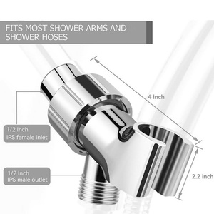 Soporte ajustable de 1/2 pulgada para cabezal de ducha de mano, con bola de latón, soporte de ABS premium, brazo giratorio de 360 grados y conector de manguera - Product Image 2
