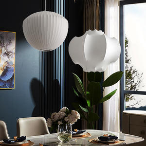 Lustre LED en soie italienne à hauteur réglable, forme unique pour chambres, salles à manger, villas, clubs - Décoration intérieure de style nordique - Product Image 6