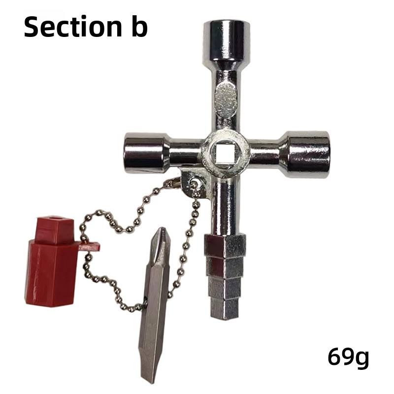 Clé tour quatre-en-un argentée de type B avec embouts