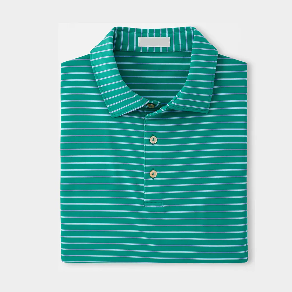 Custom OEM 92 polyester 8 spandex dry fit broad stripe polo shirt mens heavyweight short sleeve striped polo t shirt