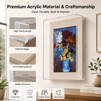 Kotak Akrilik untuk Pajangan Karya Seni 11 X 14 Inci, Bingkai Dinding Transparan, Dapat Disesuaikan