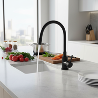 Robinet de cuisine moderne en acier à poignée unique, col flexible, cartouche céramique universelle, montage sur plan, pour salles de bain, hôtels et centres commerciaux