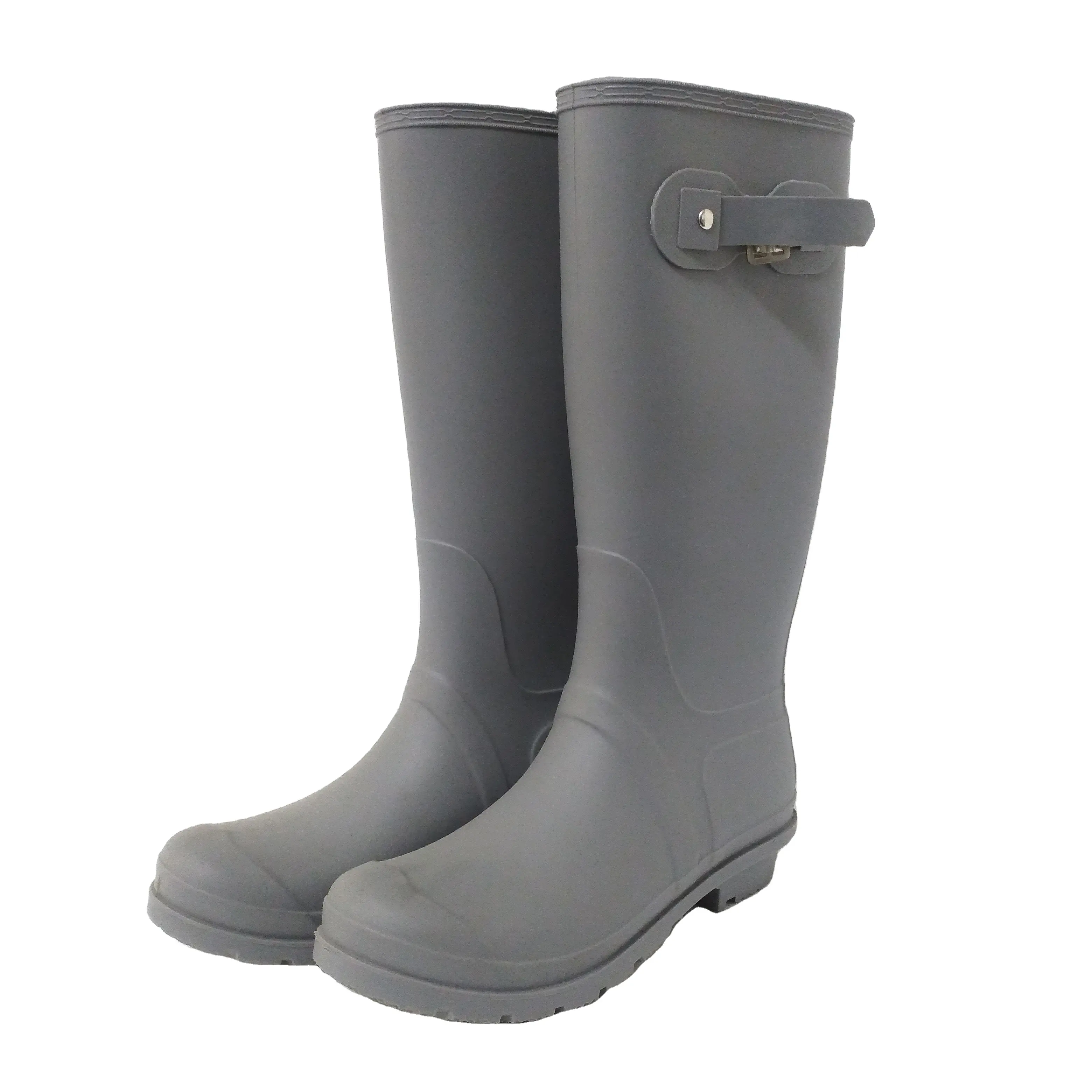 Bottes de pluie en PVC gris pour femme, mode chasse