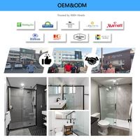 Porte de Douche Coulissante Sans Cadre en Verre Trempé, Double Bypass, Fermeture Douce, en Acier Inoxydable, pour Salle de Bain et Hôtellerie