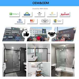 Porta Doccia Scorrevole in Vetro Temperato Senza Telaio con Chiusura Soft Close per Hotel, Doppia Anta in Acciaio Inossidabile - Product Image 6