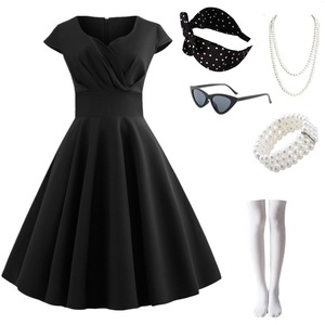 Vestido de Verano 2026 <span class=keywords><strong>para</strong></span> Mujer, Manga Corta, Estilo Hepburn, Vintage, Rockabilly, Talla Grande, Elegante, <span class=keywords><strong>para</strong></span> Fiesta de Noche - Product Image 3