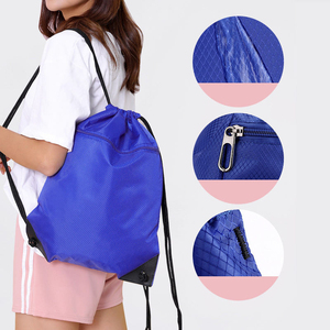 Groothandel op maat gemaakte handige draagbare duurzame recyclebare rugzak met trekkoord van polyester met diamantpatroon en grote capaciteit - Product Image 2