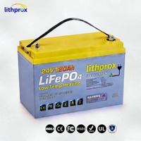 Batterie LiFePO4 24V 120AH Grade A Stockage d'énergie 6000 cycles profonds pour VR avec BMS intelligent Bluetooth, bornes M8, CE RoHS IP67, OEM ODM