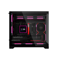 Boîtier PC gaming Lian Li O11 Vision M panoramique en acrylique MicroATX, double panneau acrylique, tour à vue complète avec 3 ventilateurs