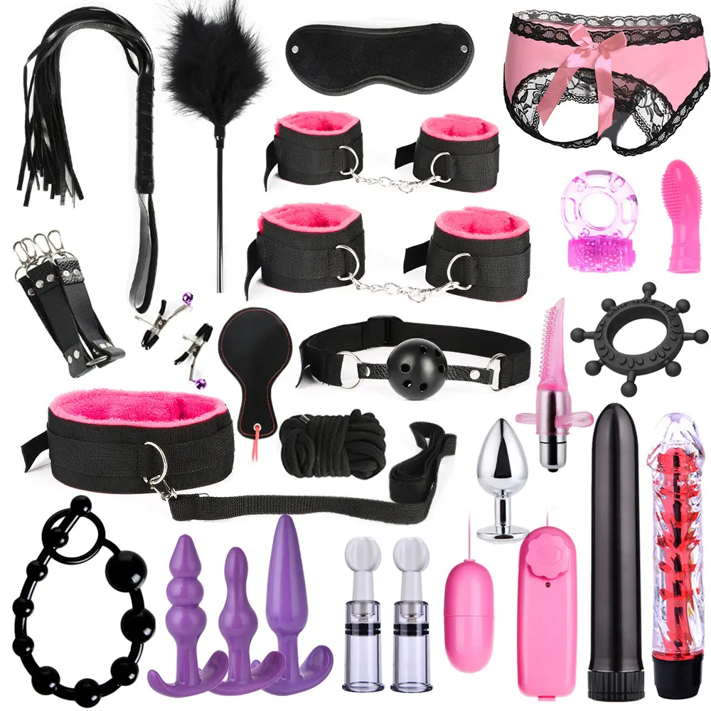 Amazon Hot sell sex SM combination 26 piece training wearing SM Bondage couple binding Erotic Sex toy SM restraint Kit