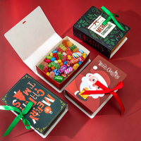 Boîte cadeau de Noël de luxe en forme de livre, boîte d'emballage en papier personnalisée imprimée pour chocolats, bonbons, biscuits, couleurs au choix