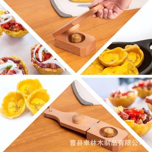 Presse à bananes en bois transfrontalière, outil de cuisine pliable pour la pâtisserie et la préparation de desserts, presse à crêpes en bois. - Product Image 3