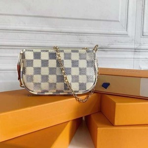 European American Letter Plaid Genuine Leather Women Lightweight <b>Small</b> Crossbody Daily Shoulder <b>Handbag</b> - Product Image 2