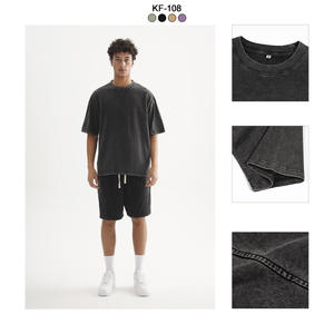 <span class=keywords><strong>ETAI</strong></span> T-shirt rétro américain à manches courtes pour hommes, couleur unie, marque de mode transfrontalière, finition délavée 280g, tricot ample - Product Image 4