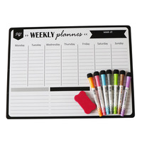 Tableau blanc magnétique moderne de forme rectangulaire, effaçable, pour messages, planning hebdomadaire et mensuel, pour réfrigérateur, en papier souple