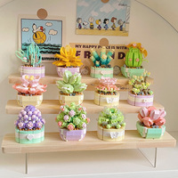 Jouets de construction en briques miniatures compatibles, plantes succulentes mignonnes, jouets de décoration, blocs de construction de plantes succulentes et de fleurs