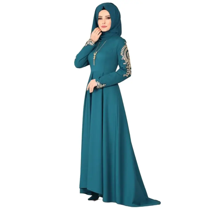 Moslim Vrouwen Jurk Lange Mouw Gewaad Abaya Caftan Marocain Saudi Turkije Robe Arabe Effen Kleur Dames Moslim Jurken