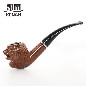Kenan Carved Resin Lion Head Pipe Bent Type With Removable Filter For Tobacco Use - Product Image 2