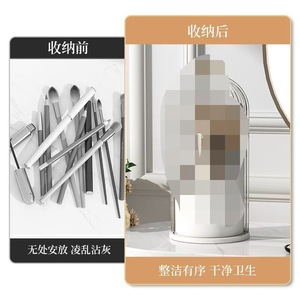 Rotating Cosmetic Storage Box Makeup Organizer With Lipstick Eyeshadow Holder Desktop Vanity For Brush Pencil Comb <b>Pen</b> <b>White</b> - Product Image 3