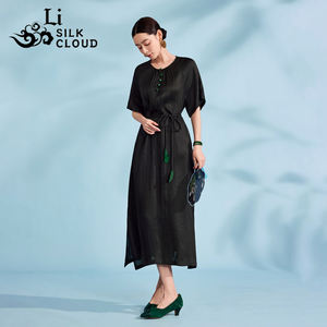 Robe longue pour femme, nouvelle collection printemps/été, écologique, taille naturelle, col en V, sans manches, élégante, coupe ample, amincissante - Product Image 3