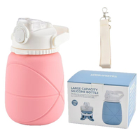 Bouteille d'eau pliable en silicone de grande capacité (1200 ml) avec cordon pour le sport, les voyages, le camping – Tasse à paille portable et extensible