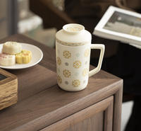 Ensemble de trois tasses à motif Baoxiang de style chinois avec couvercle, filtre, infuseur à thé, tasse à eau de bureau, cadeau, vente en gros