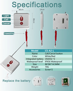 Người chăm sóc máy nhắn tin SOS hệ thống cảnh báo hệ thống gọi không dây với 1 màn hình và 10 nút gọi cho bệnh viện Trung Tâm Điều dưỡng - Product Image 4
